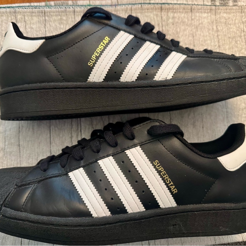 adidas Black & White Superstar Leather Sneakers